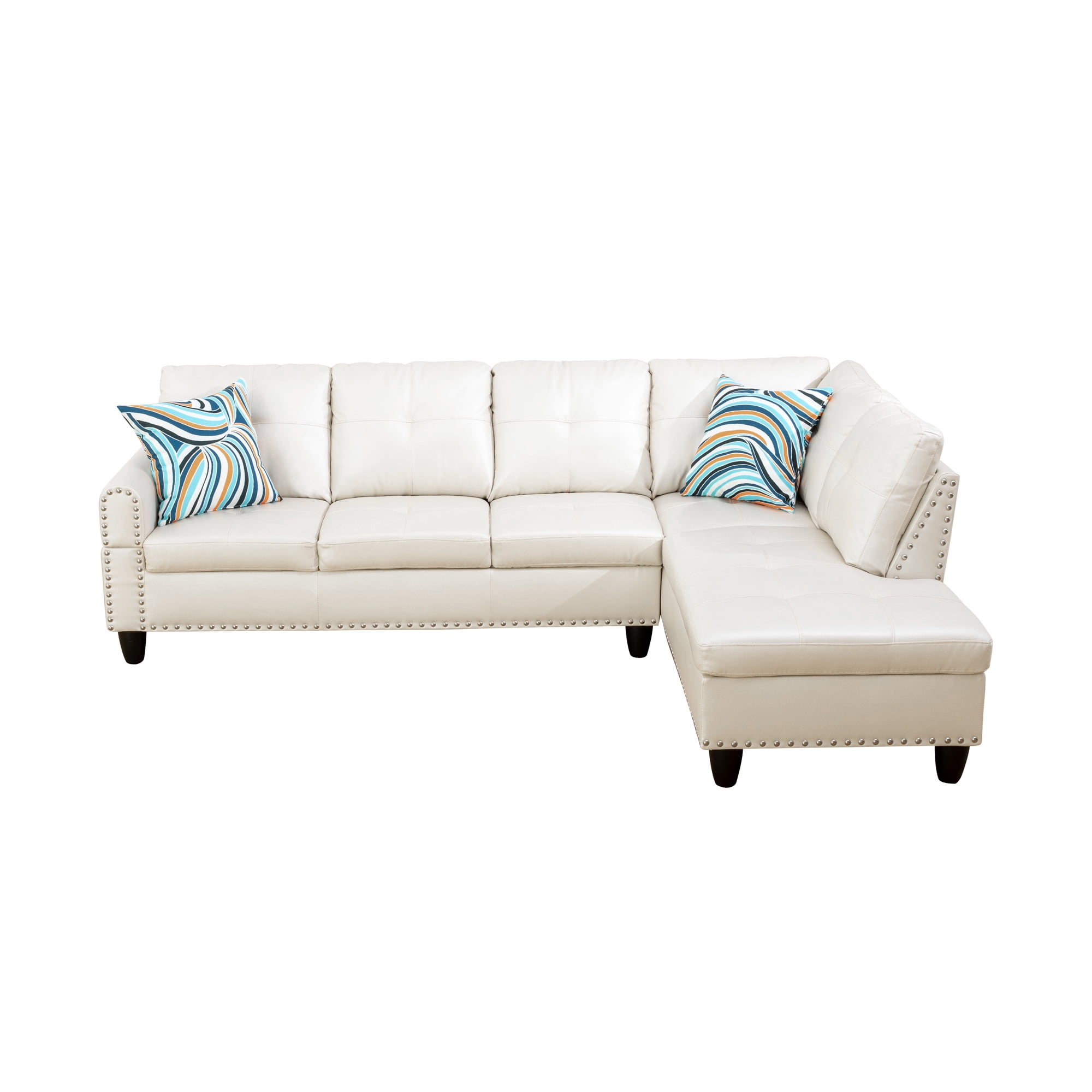 4-seater L-shaped sofawith 90° Swivel Cup Holders, apartment, living room, and office sofa(Includes 2 Pillows)