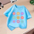 thumbnail image 2 of THDHVS Cute Tops for Girls Fashionable Round Neck Short Sleeve Casual T-Shirt Blue 8 Years, 2 of 3