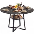 thumbnail image 1 of Gymax Round Dining Table for 4-6 47.5'' Dining Room Table w/Storage Shelf & Metal Legs Black, 1 of 10