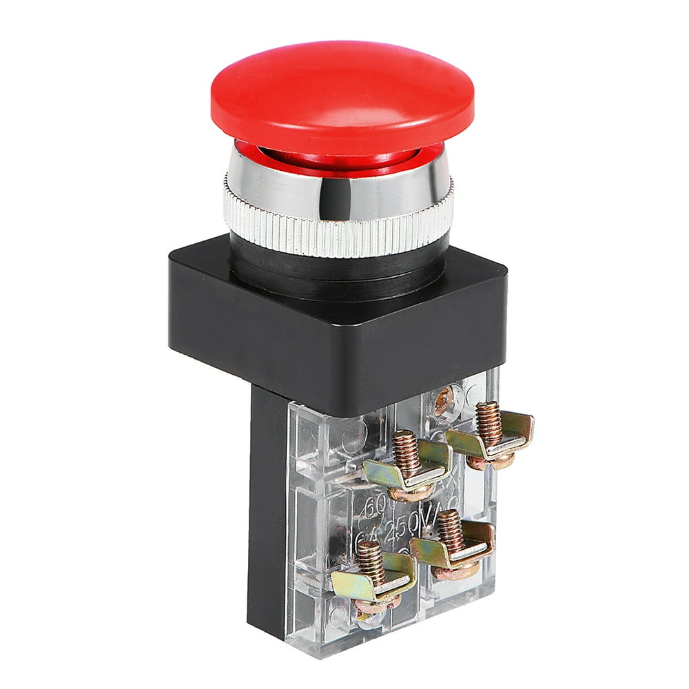 25mm Mushroom Head Momentary Push Button Switch Red DPST