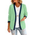 thumbnail image 5 of Stralyhd Jean Jacket Women Long Sleeve Fall Retro Denim Jackets Short Waffle Jean Coats Light Wash Button Down Cardigan with Pockets Green S, 5 of 5