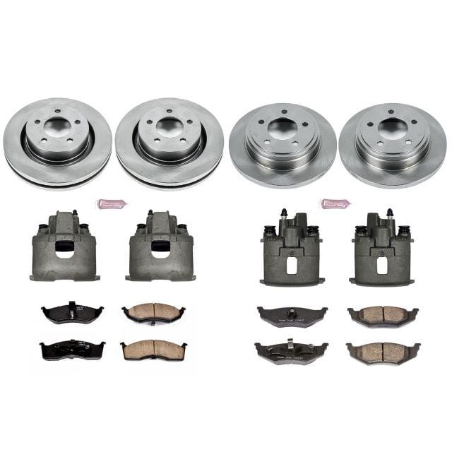 PowerStop Front and Rear Stock Replacement Brake Pad and Rotor Kit with Calipers Fits: CHRYSLER DODGE Select Models KCOE6178