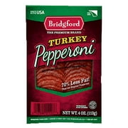 Bridgford Sliced Turkey Pepperoni - 4 oz pack, Gluten-Free, Refrigerated, Resealable Bag