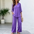 thumbnail image 5 of Ashirexll Womens 2 Piece Outfits Fashion Linen Blend Long Sleeve Top with Matching Pants Pocket Casual Set, 5 of 7