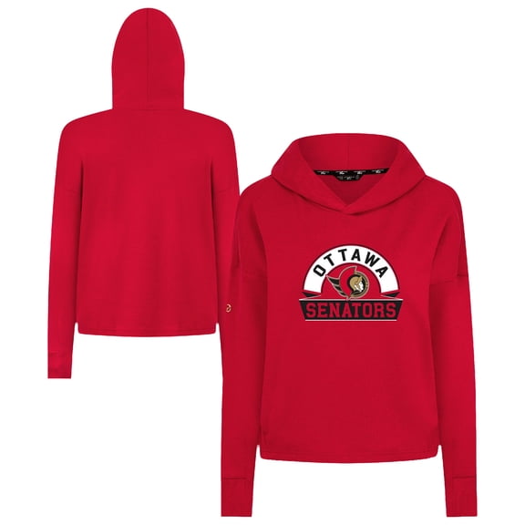 Women's Levelwear  Red Ottawa Senators Sweet Banner Arch Tri-Blend Cropped Pullover Hoodie