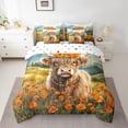 thumbnail image 2 of Homewish 3D Kawaii Cow Bedding Comforter Set 7 Pieces, Rustic Highland Bull Full Bedding Set, Orange Groovy Daisy Floral Reversible Fitted Sheet Flat Sheet, Breathable Home Decor, 2 of 7