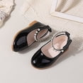 thumbnail image 4 of Qopobobo Baby Girl Shoes Flower Dress For Girls Girls Glitter Dress Shoes Flower Wedding Ballet Flats with Strap Toddler Black,11, 4 of 9