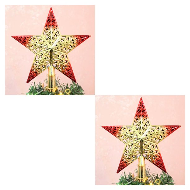 Toystoory 1 unidad de árbol de Navidad, estrellas brillantes, decoración de Navidad colgante, adorno para la copa del árbol, suministros de Rojo 2Conjunto