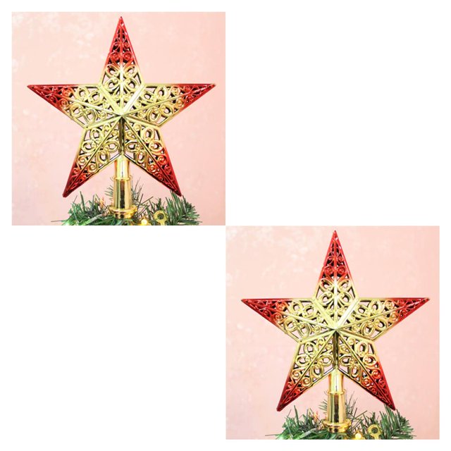 Naiovety 1pc de la parte del árbol de Navidad brillo estrellas colgar de Navidad decoración árbol Topper Navidad suministros de decoración Rojo 2Conjunto
