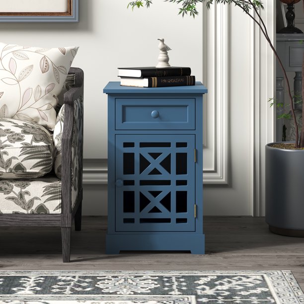 Side Table with USB Port and Storage Drawers, Entryway Console Table