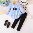 thumbnail image 2 of TOWED22 Baby Infant Toddler Girl 2Pcs Clothes Set Fall Winter Outfits Long Sleeve Crewneck Sweatshirt and High WaistPants Soft(Sky Blue,5-6 Y), 2 of 9