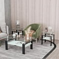 thumbnail image 2 of BISHE Set of 2, Modern Tempered Glass Tea Table Coffee Table End Table, Square Table for Living Room, Transparent/Black, 2 of 8