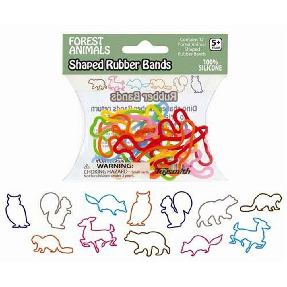 Toysmith - Forest Animals Shaped Rubber Bands 12 per pack, 12 bands per