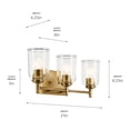 thumbnail image 4 of 45574NBRCLR Kichler Lighting Shailene - 3 Light Bath Vanity-8.25 Inches Tall and 21 Inches Wide-Natural Brass Finish, 4 of 4