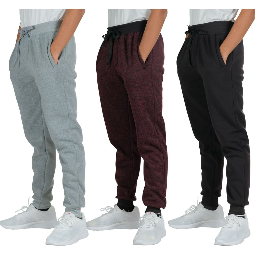 Real Essentials - 3-Pack Boys Active Fleece Jogger Sweatpants - Walmart ...