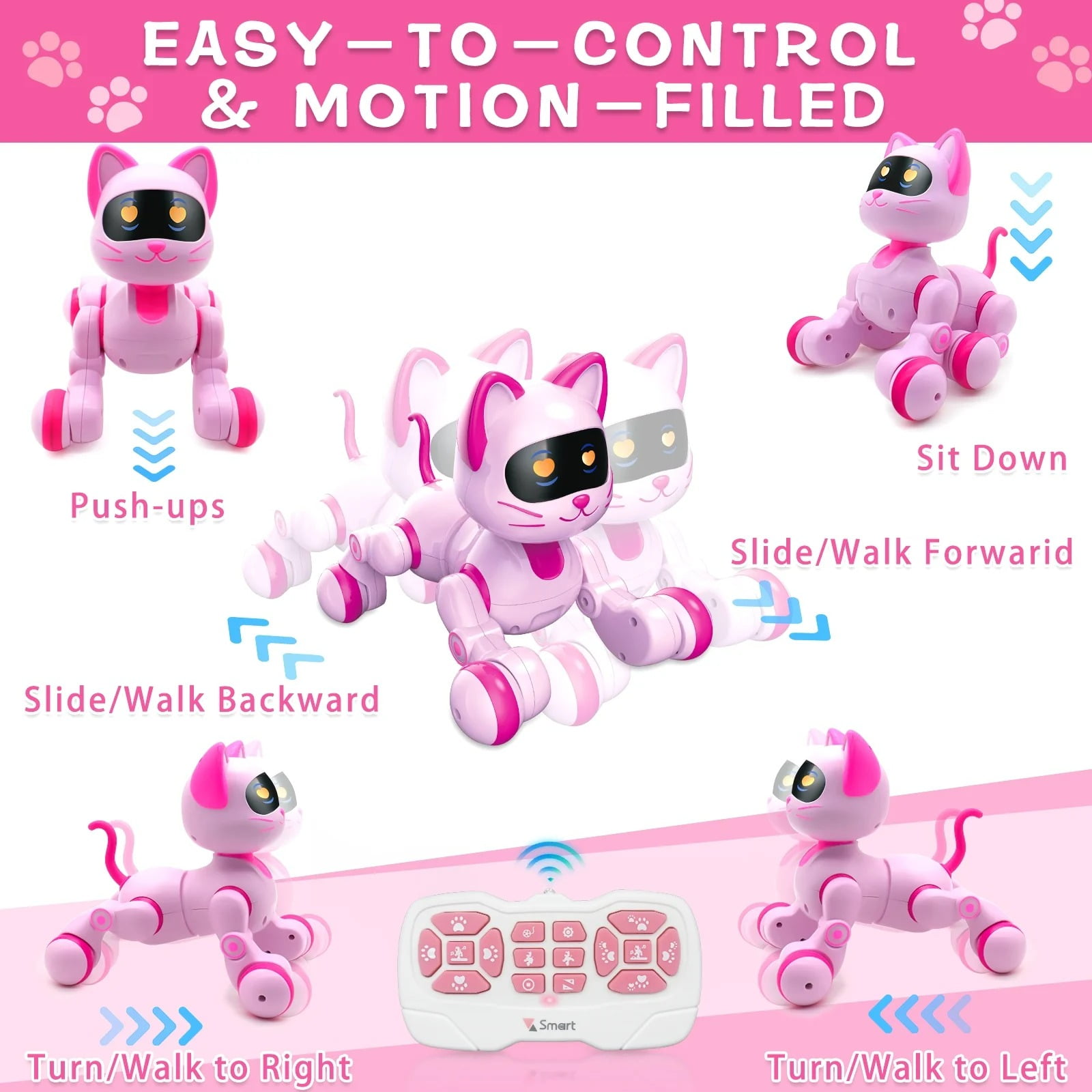 Gmdisc RC Robot Toys for Kids, Programmable Robot with Head Touch Sensing & Music Function, Toys Gift for 3-8