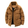 thumbnail image 4 of Corduroy Quilted Jacket Stand Collar Winter Warm Coat For Outdoor Windproof Cold Weather, 4 of 5