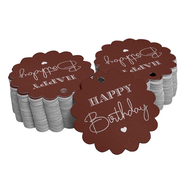 Inkdotpot Happy Birthday Bottle Tag Real Silver Foil Favor Hang Tags Pack Of 50