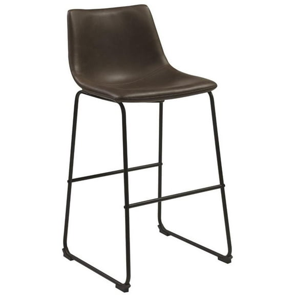 Bowery Hill Industrial 29" Faux Leather Bar Stool in Two Tone Brown (Set of 2)