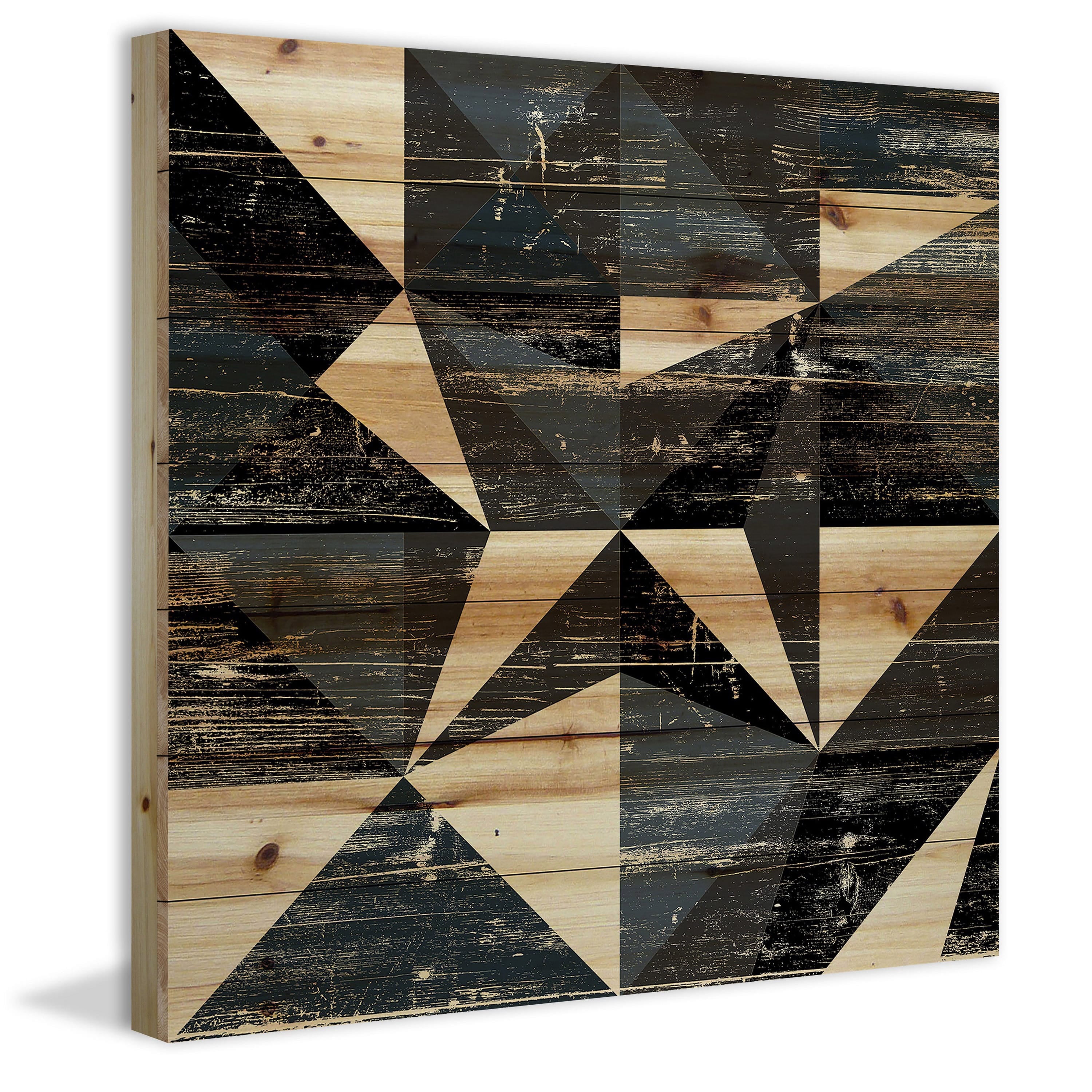 "Dimensional Star" Painting Print on Natural Pine Wood