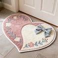 thumbnail image 1 of Heart Shape Non-Slip Absorbent Floor Mat for Kitchen, Entryway & Bathroom Door – Washable Polyester Dirt Guard, 1 of 6
