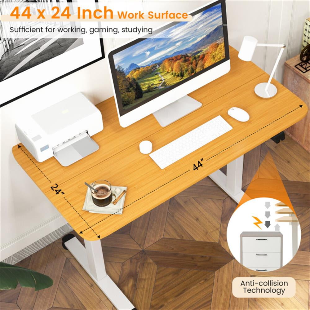 Demi Bonn Electric Standing Desk Adjustable Stand up Computer Desk Anti-collision, Small Home Study Writing Table, Beige