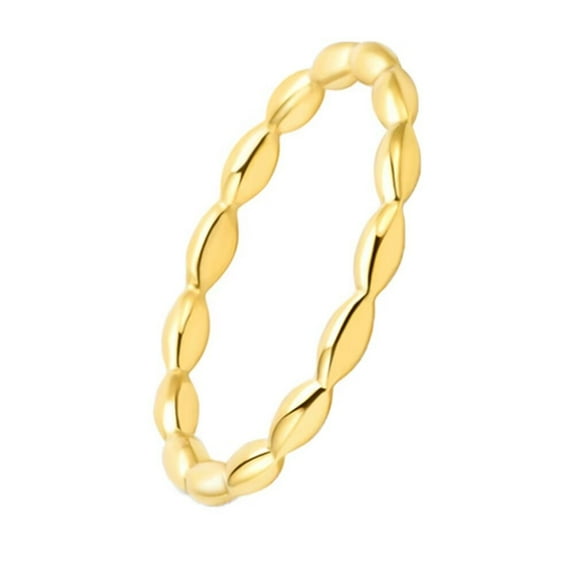 PAMTIER Women's Stainless Steel 2MM High Polished Simple Teardrop Oval Stacking Ring Gold Size 6