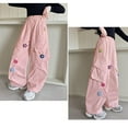 thumbnail image 6 of Otqutp Wide Leg Cargo Pants for Teen Girls Cute 3D Flower Elastic Waist Hiking Jogger Pants Baggy Sweatpants with Pockets, 6 of 6
