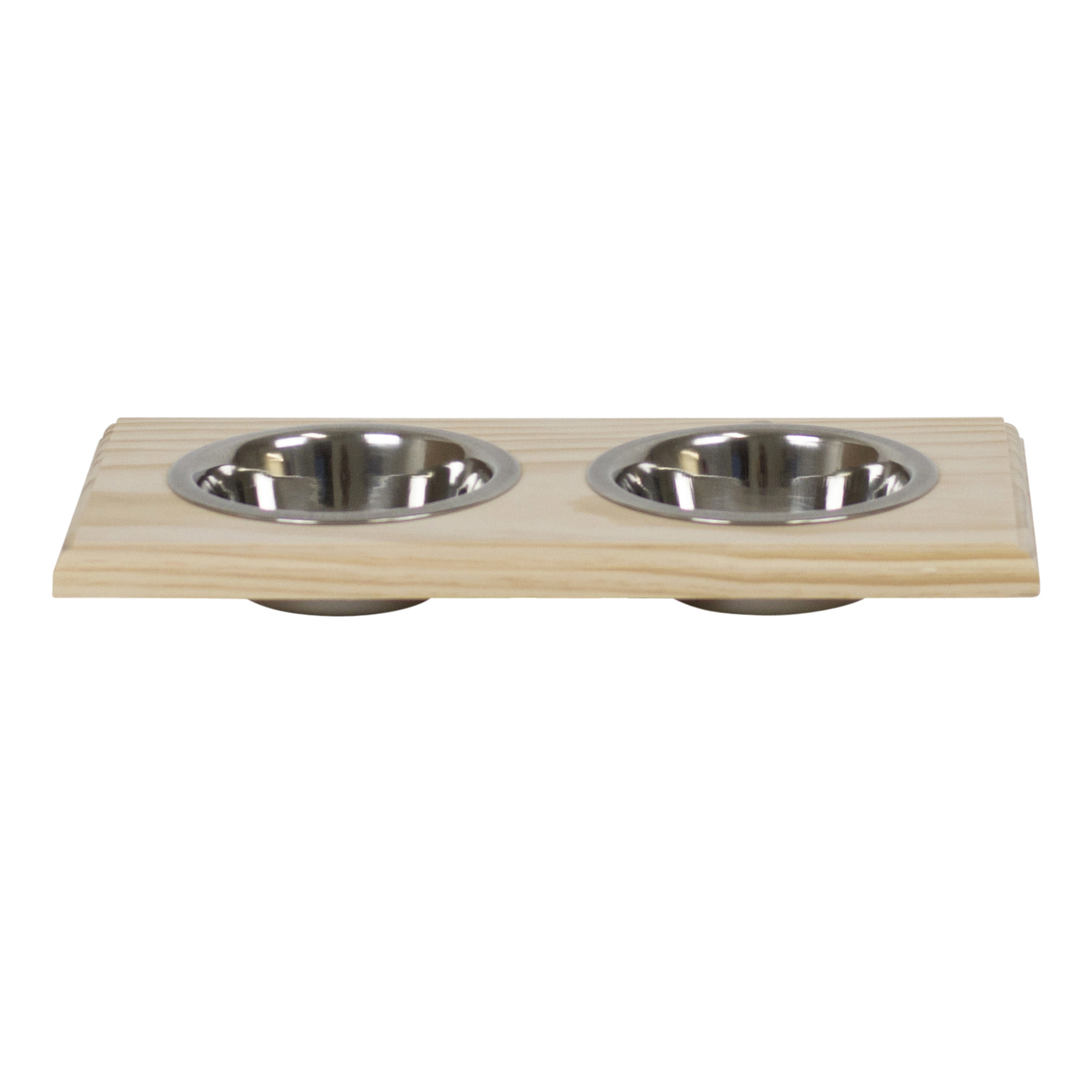Cronus Quart Two Bowl Unfinished Wood Pet Food Holder