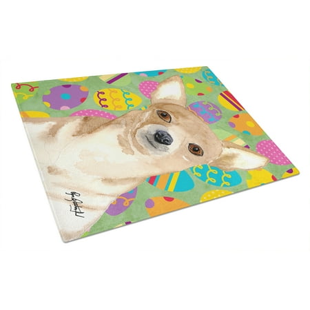 

Caroline s Treasures RDR3017LCB Chihuahua Easter Eggs Glass Cutting Board Large 12H x 16W multicolor