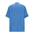 thumbnail image 6 of Otntypg Women Henley Tops Short Sleeve Button V Neck Lace Crochet Eyelet Shirts Dressy Casual Tunic Blouses Fashion Summer Tee T-Shirts Vacation Outfits Blue S, 6 of 9