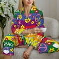 thumbnail image 6 of Pajama Sets for Women 2 Pcs, Rainbow peace sign cute Button Down Long Sleeve Sleepwear Lounge PJ Sets, 6 of 6