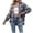 A Blue, variant on Back to School Women's Autumn Thin Casual Lightweight Flannel Plaid Button Down Shirts Oversized Long Sleeve Shacket Jacket Tops,Woolen Shirt Jacket(Size:2XL)