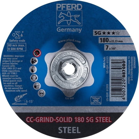 Pferd 7In Cc Grind Solid Grinding Wheel 5/8-11 Thread