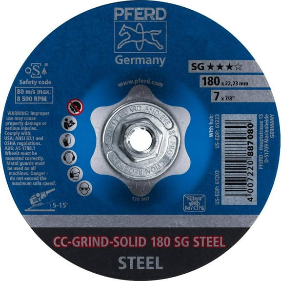 Pferd 7In Cc Grind Solid Grinding Wheel 5/8-11 Thread