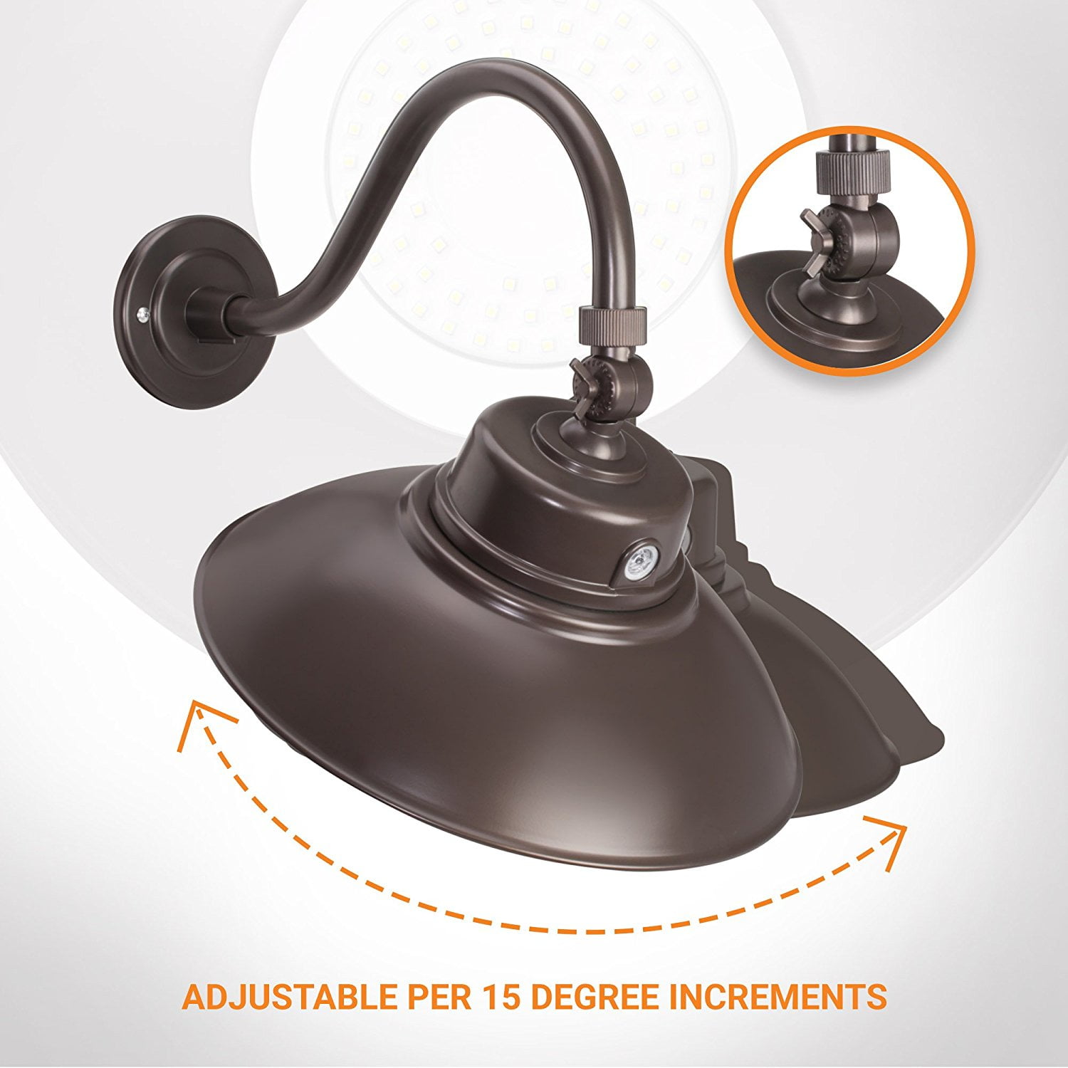 14in Bronze Gooseneck Barn Light Led Fixture For Indoor Outdoor Use Photocell Included Swivel Head 42w 3800lm Energy Star Rated Etl Listed Sign Lighting 3000k Warm White Walmart Com Walmart Com