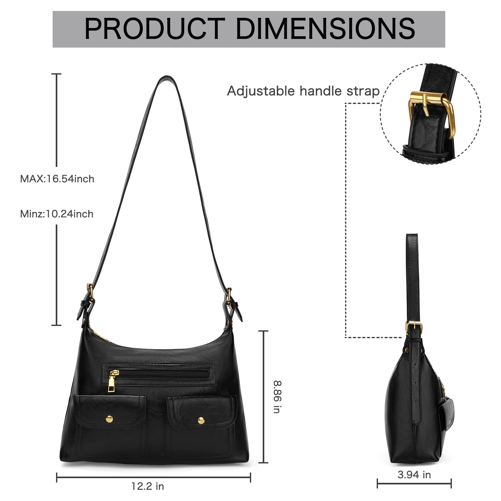 GOIACII Shoulder Bag for Women, Vegan Leather Hobo Bag, Trendy Handbags with Adjustable Strap