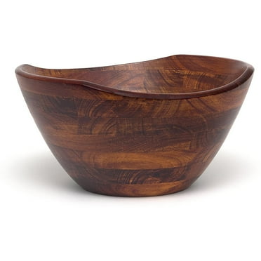 Lipper International Inc. Acacia Wave Large Cherry Finish Salad Serving Bowl