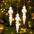 thumbnail image 2 of Beautynvta 6 Pcs Christmas Tree Ornaments, Velvet Cone Shaped Hanging Ornaments for Christmas Tree, Flocked Shaped Christmas Balls for Christmas Party Decorations, 6.69"x1.57"x1.57", White, 2 of 5