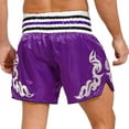 thumbnail image 4 of TiaoBug Men's Letters Pattern Embroidery High Waist Shorts Drawstring Shorts Fighter Boxing Shorts Purple M, 4 of 7