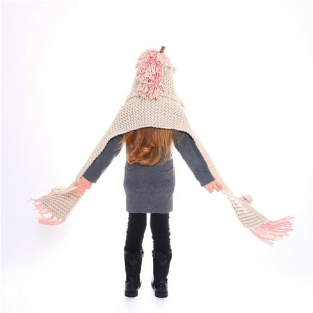 20 inch Crochet Winter Hat Scarf Hooded Knit Beanie Cosplay