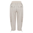 thumbnail image 7 of Womens Capris with Pockets Loose Fit Casual Drawstring Baggy Petite Pants Lightweight Low Rise Cargo Capris (Khaki XXXL), 7 of 7