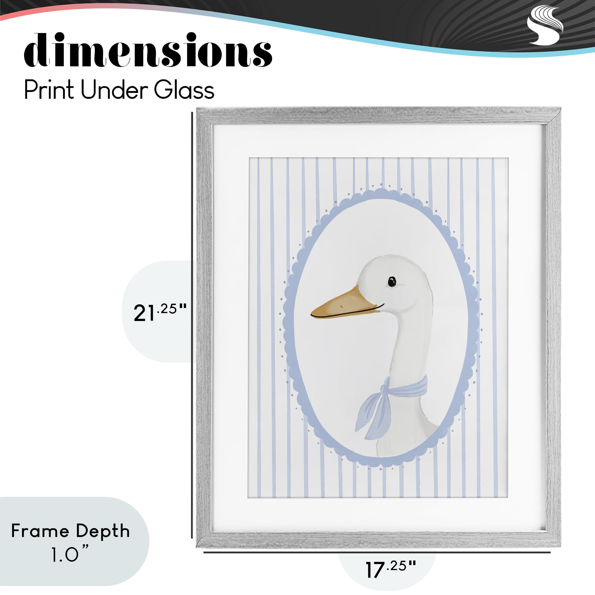 Stupell Industries Dainty Bordered Duck Gray Framed Print Under Glass, design by Cherrywood Lane