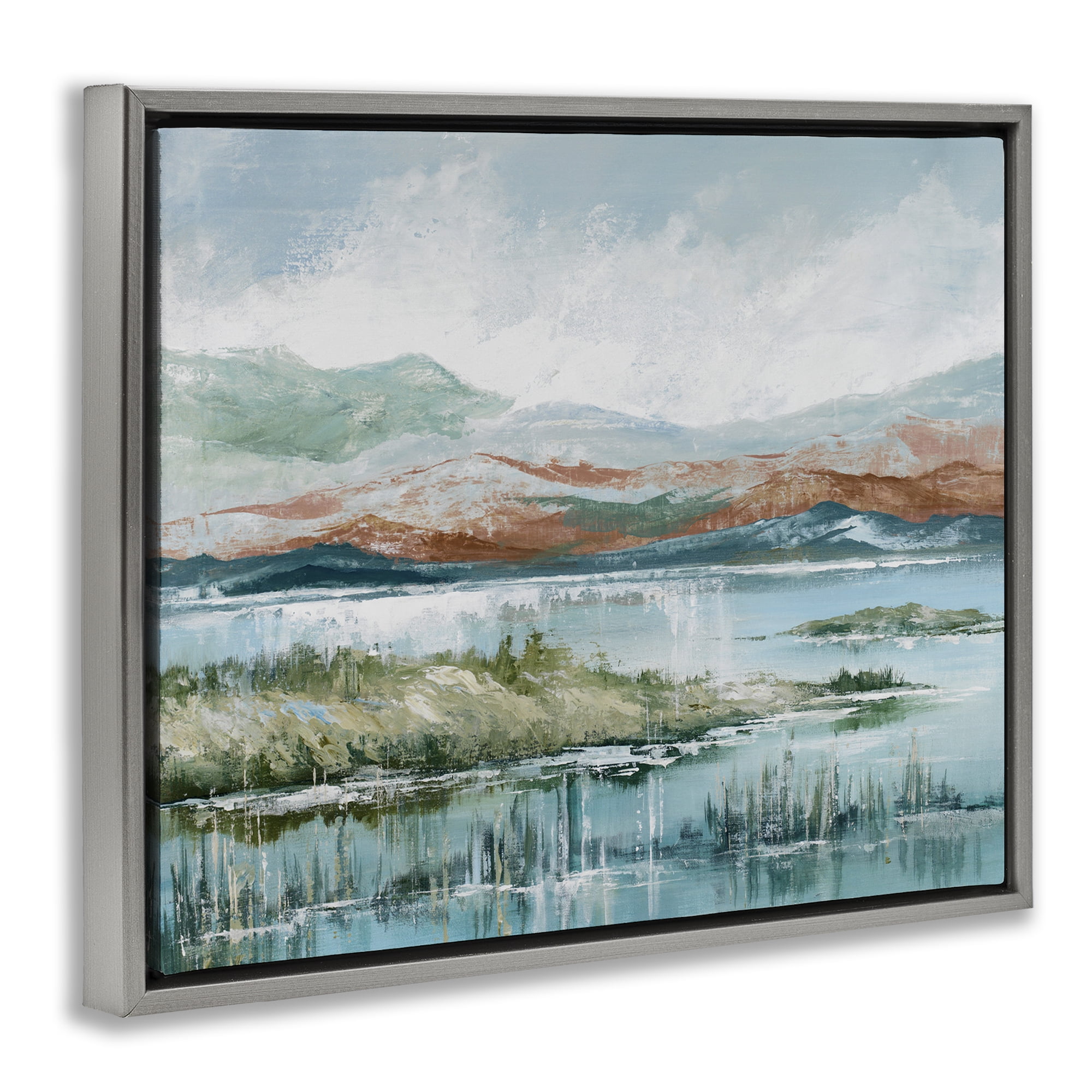 Stupell Industries Western Rustic Landscape Landscape Painting Gray Floater Framed Art Print Wall Art, 31 x 25