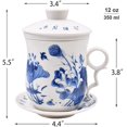 thumbnail image 2 of Chinese Porcelain Tea Mug-4 PCS Kit JingDeZhen Handmade Ceramic Kung Fu Tea Cup with Loose Leaf Tea Brewing System For Home Office Kitchen (Style M), 2 of 7