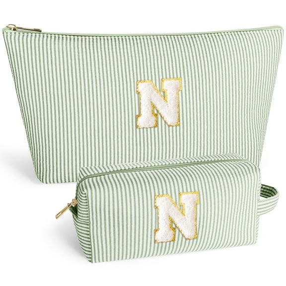 DAKIMOE Makeup Bag Cosmetic Bags Organizer Personalized Initial Travel Essentials Toiletry Bag for Birthday Christmas Girlfriend Teacher Valentines Day Gifts