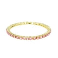 thumbnail image 4 of Women's Baguette Cut Iced Out Diamond Watch - Drop it Down with This Bling'ed Out Crystal Tennis Bracelet on Your Wrist Ladies! - ST10372MLA Gld/Pink Blush-Pink TB, 4 of 8
