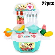 22 Pcs Play Kitchen Kit For Kids Pretend Cooking Set Roleplay Toddler Playhouse Game-Blue-(SinHow)