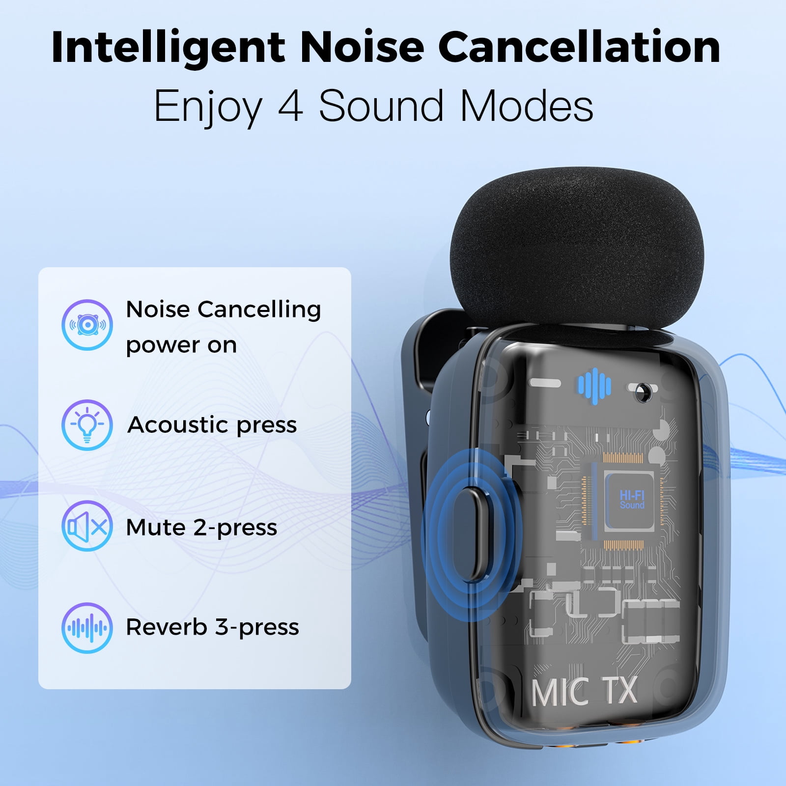 ZealSound Mini Wireless Lavalier Microphone for iPhone iPad Android Tablets PC, 2 Transmitters with Charging Case,Noise Reduction/33H Battery Life Lapel Mic for Podcast,YouTube Videos