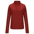 thumbnail image 4 of Women's Turtleneck Long Sleeve Shirts, Slim Fitting Basic Layer Tops Solid Color Comfortable Tight Shirt Red XXL, 4 of 7